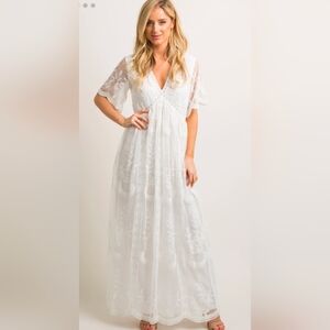 Pinkblush White Flutter Sleeve Maxi Dress